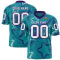 Custom Aqua Purple-White Personalized Star Graffiti Pattern Authentic Football Jersey