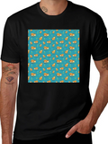 Fox Pattern Black Casual T-Shirt