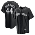 S.Mariners #44 Julio Rodr������aguez Player Black Lights Out Replica Baseball Jerseys