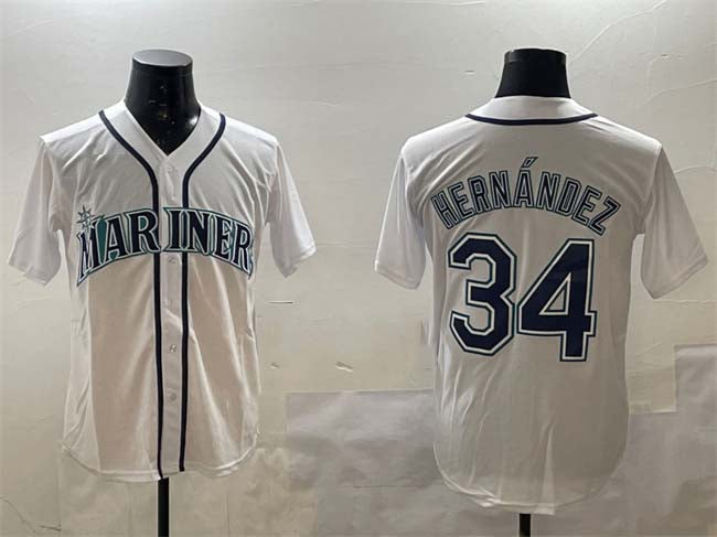 S.Mariners #34 F������|lix Hern������������ndez Player White Cool Base Stitched Baseball Jerseys