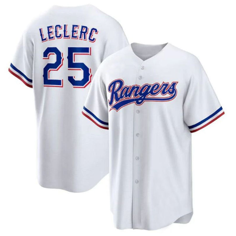 T.Rangers #25 Jos������| Leclerc Player White Home Replica Baseball Jerseys