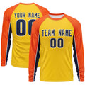 Custom Gold Orange Crew Neck Raglan Long Sleeve Performance T-Shirt