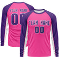 Custom Pink Purple Crew Neck Raglan Long Sleeve Performance T-Shirt