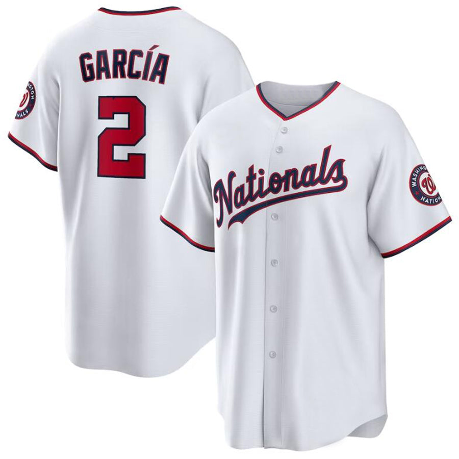 W.Nationals #2 Luis Garc����aa Player White Home Replica Baseball Jerseys