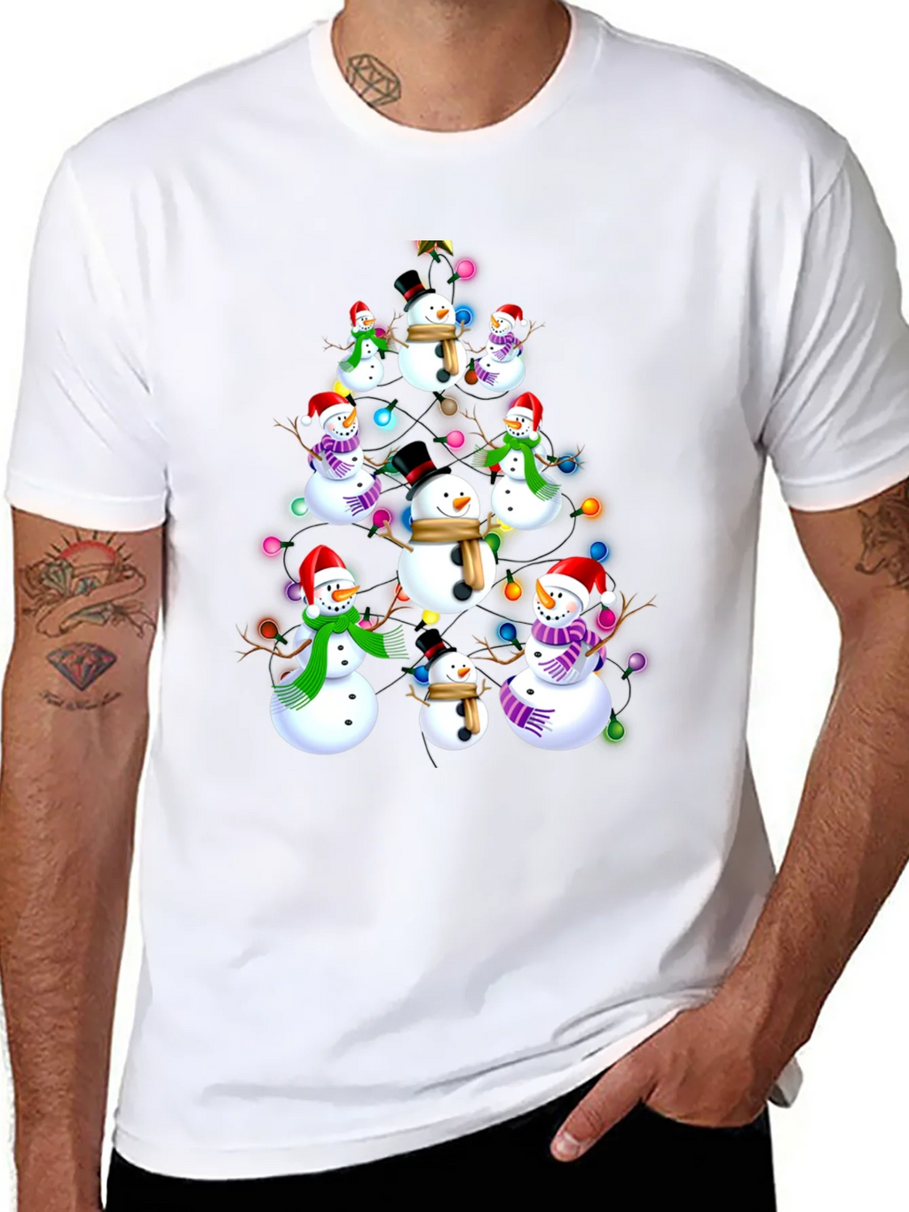 Festive Snowman Christmas Tree T-Shirt