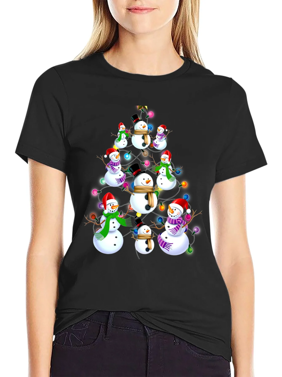 Festive Snowman Christmas Tree T-Shirt