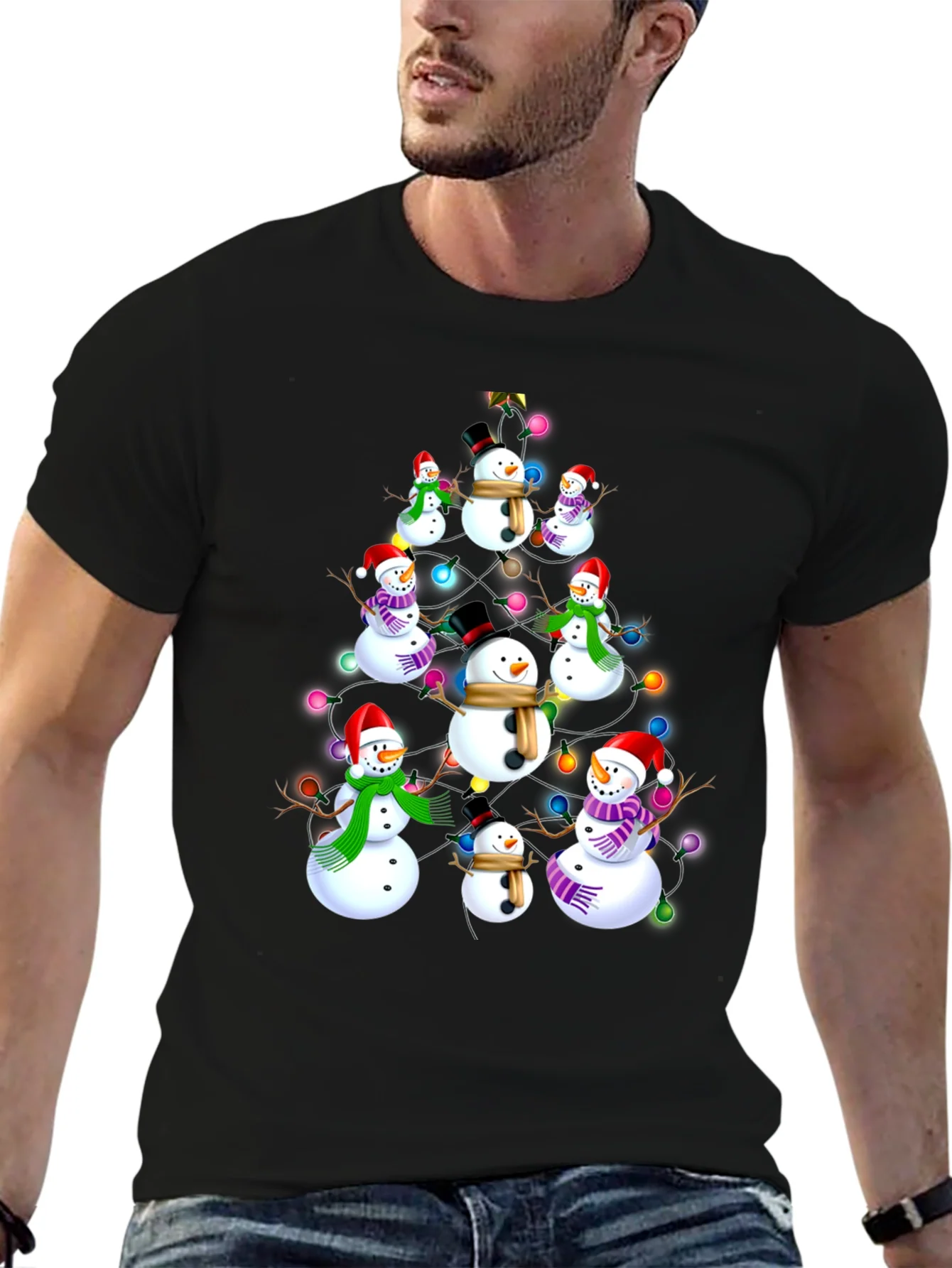 Festive Snowman Christmas Tree T-Shirt