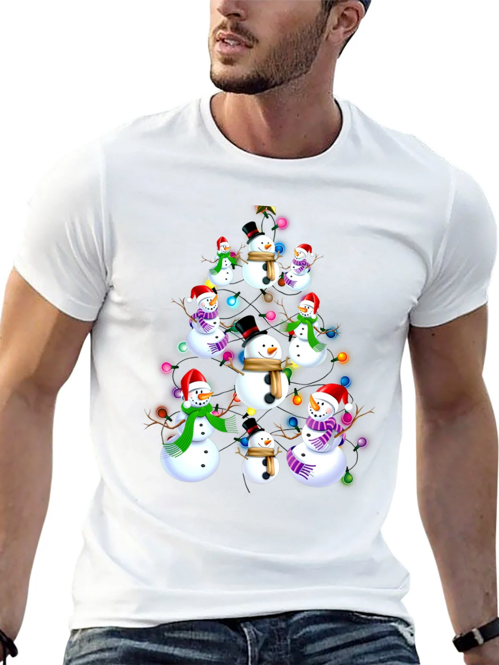 Festive Snowman Christmas Tree T-Shirt