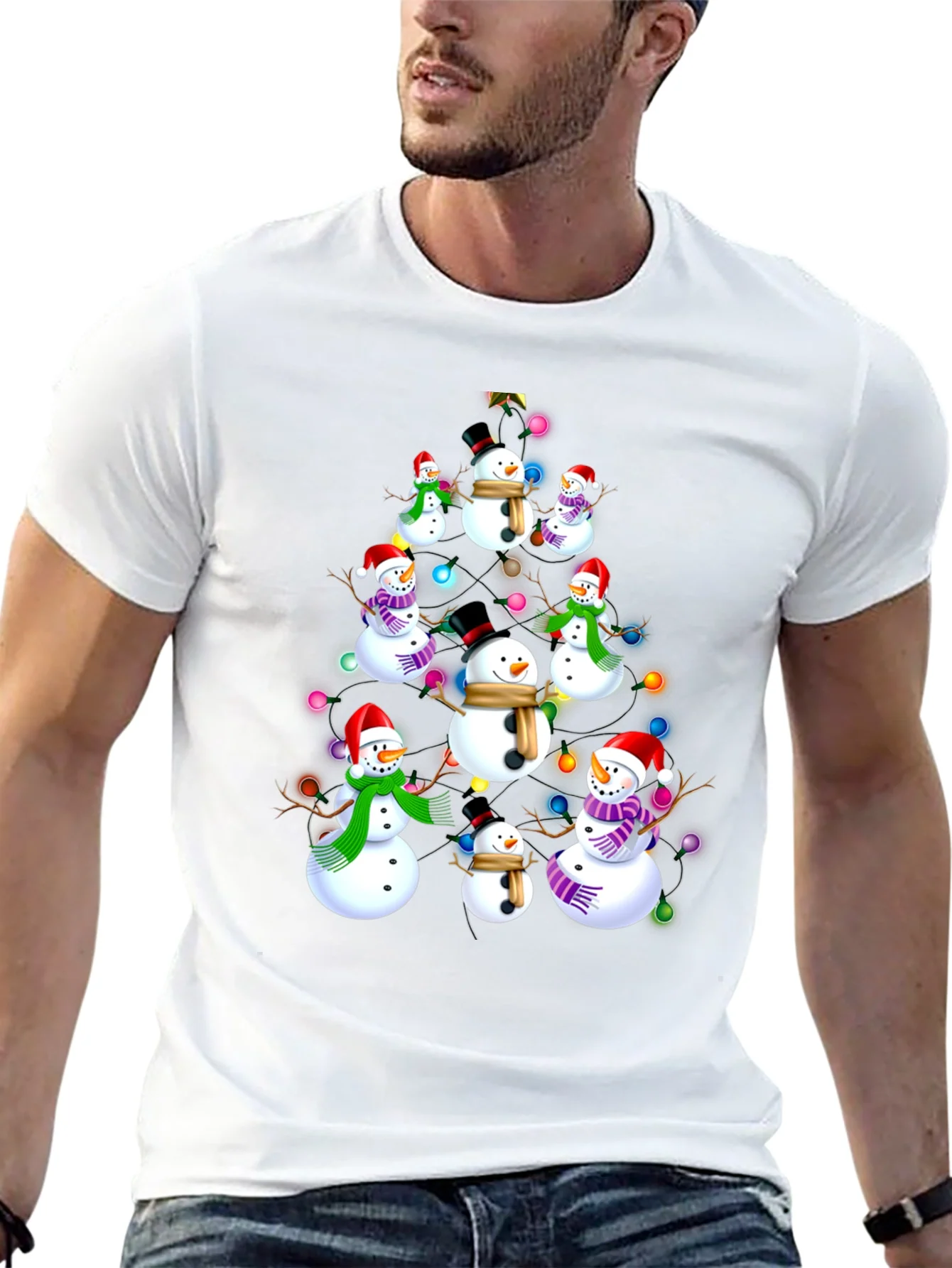 Festive Snowman Christmas Tree T-Shirt