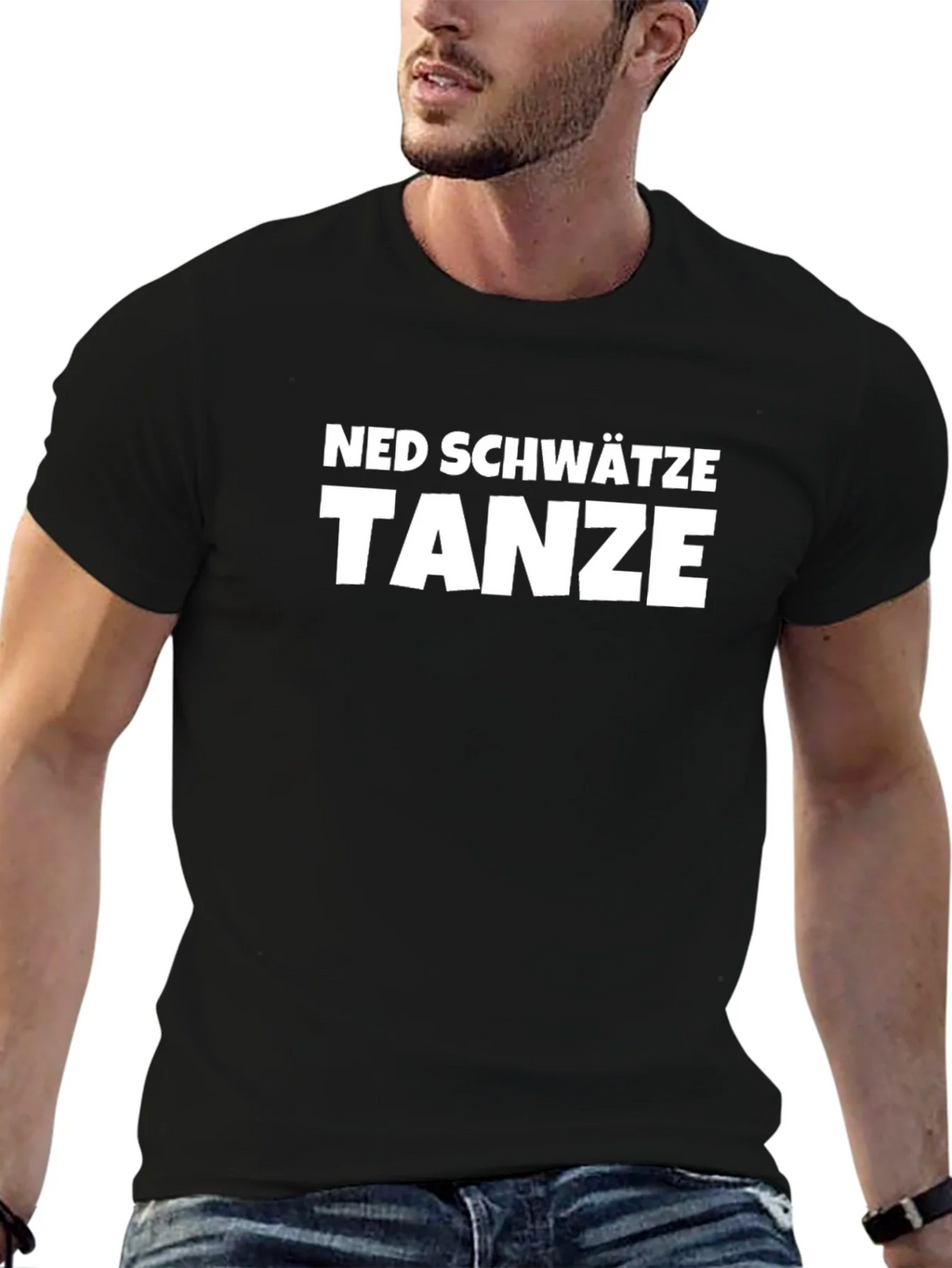 Ned Schwätze Tanze T-Shirt - Black Cotton Blend Tee