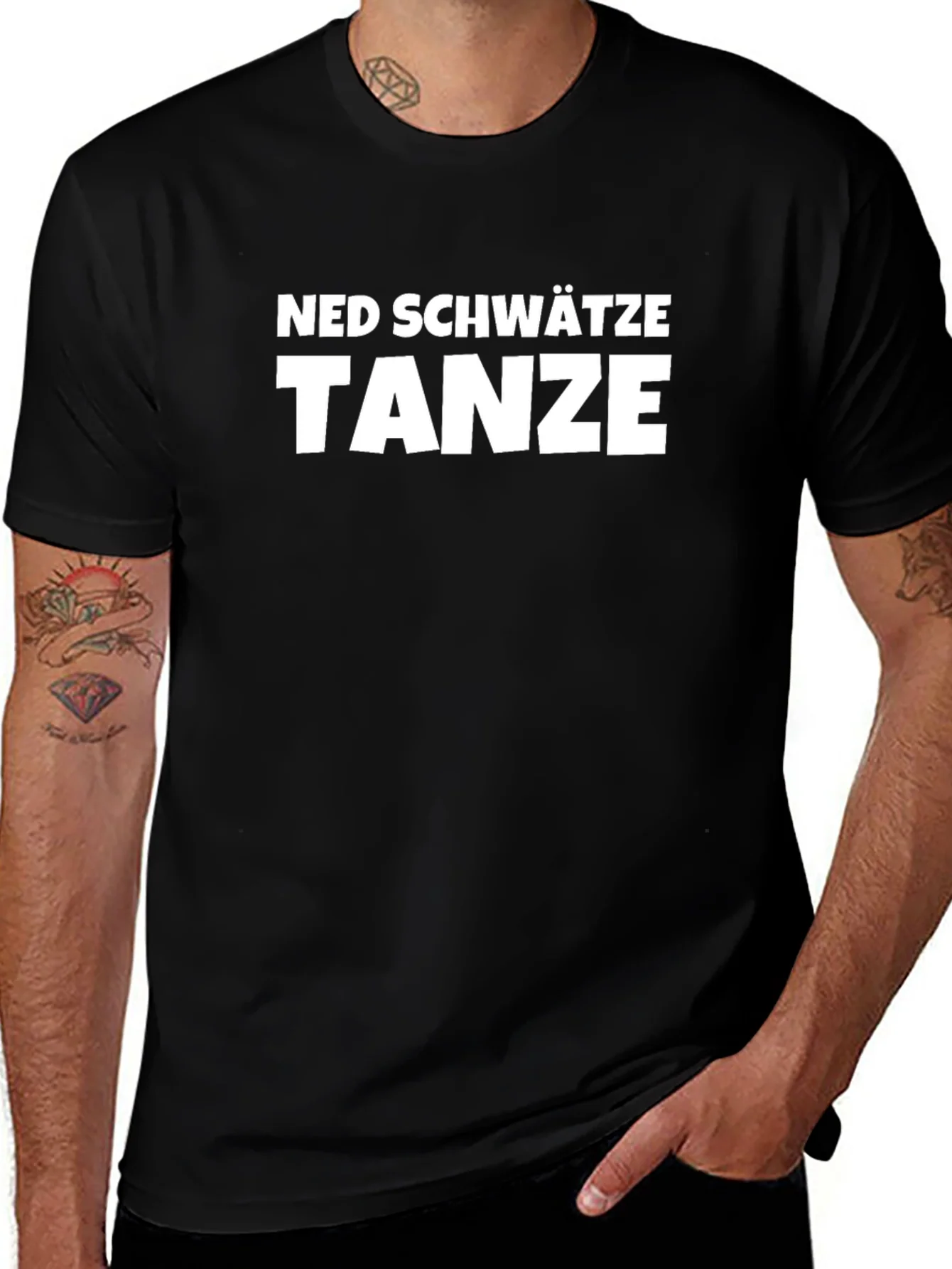 Ned Schwätze Tanze T-Shirt - Black Cotton Blend Tee