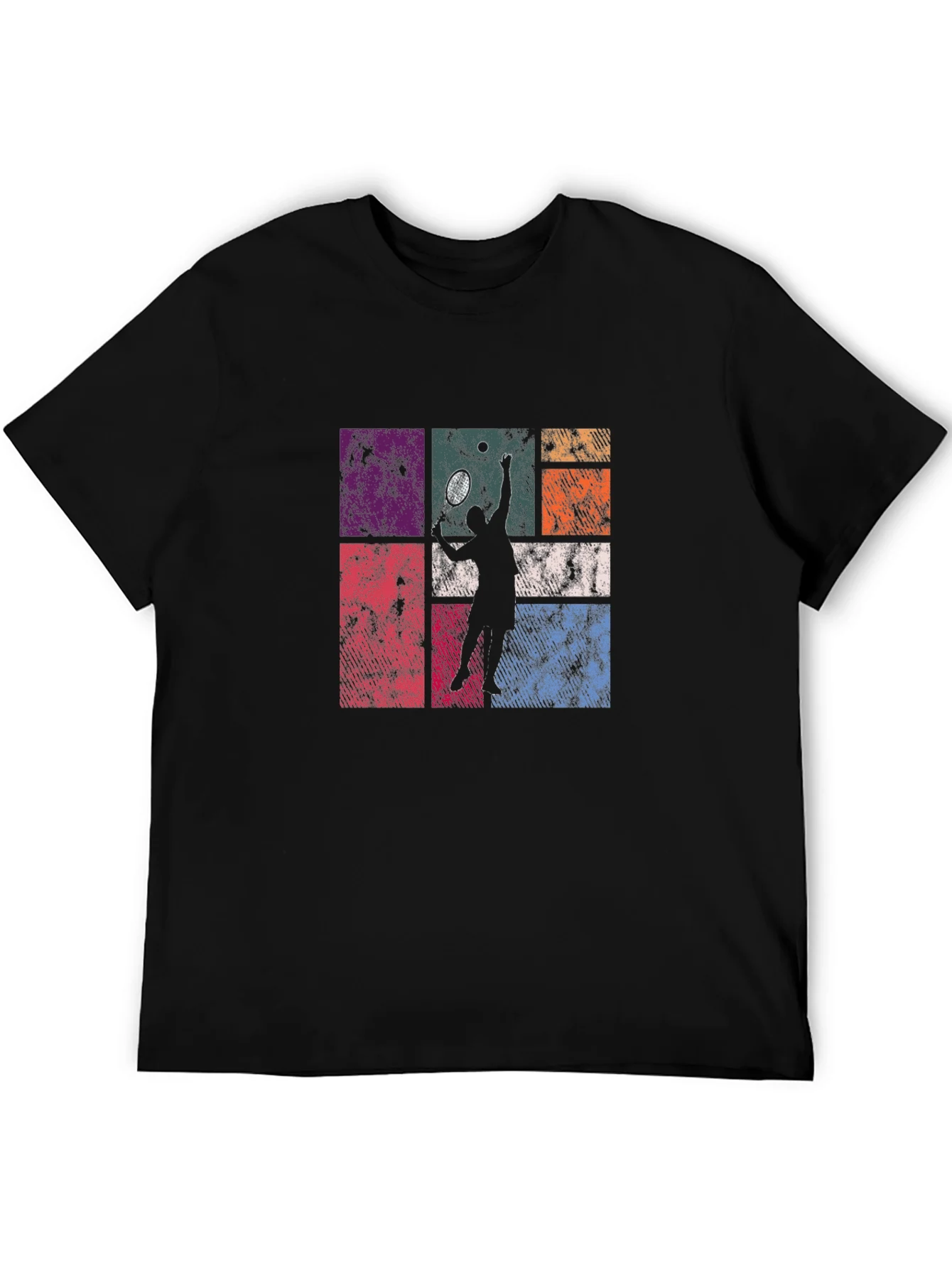 Retro Tennis Player Graphic T-Shirt - Black