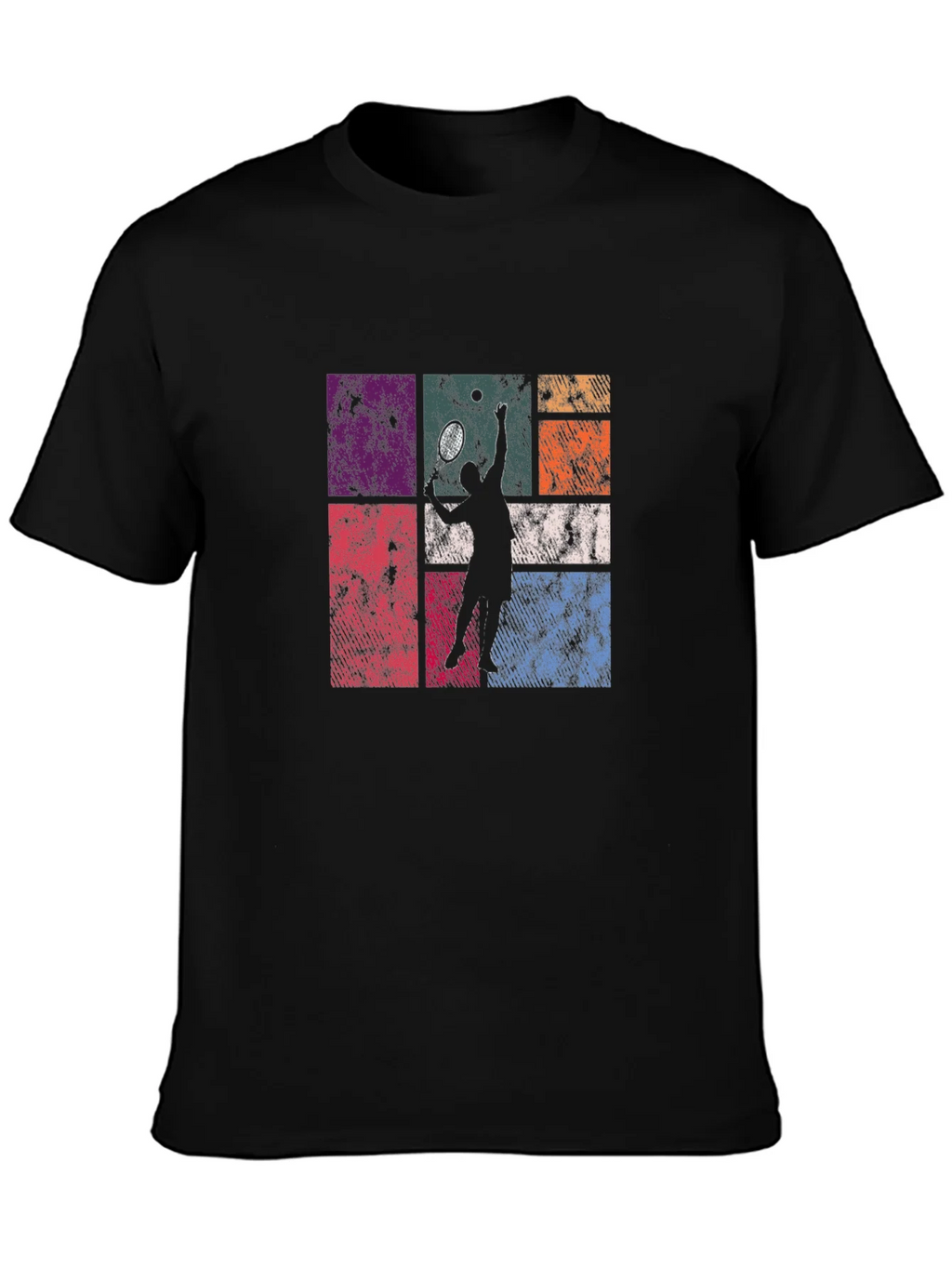 Retro Tennis Player Graphic T-Shirt - Black