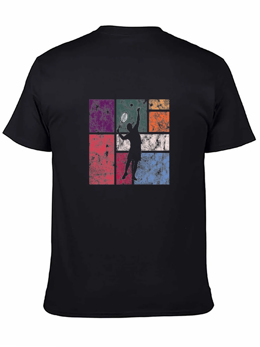 Retro Tennis Player Graphic T-Shirt - Black
