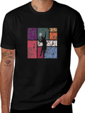 Retro Tennis Player Graphic T-Shirt - Black