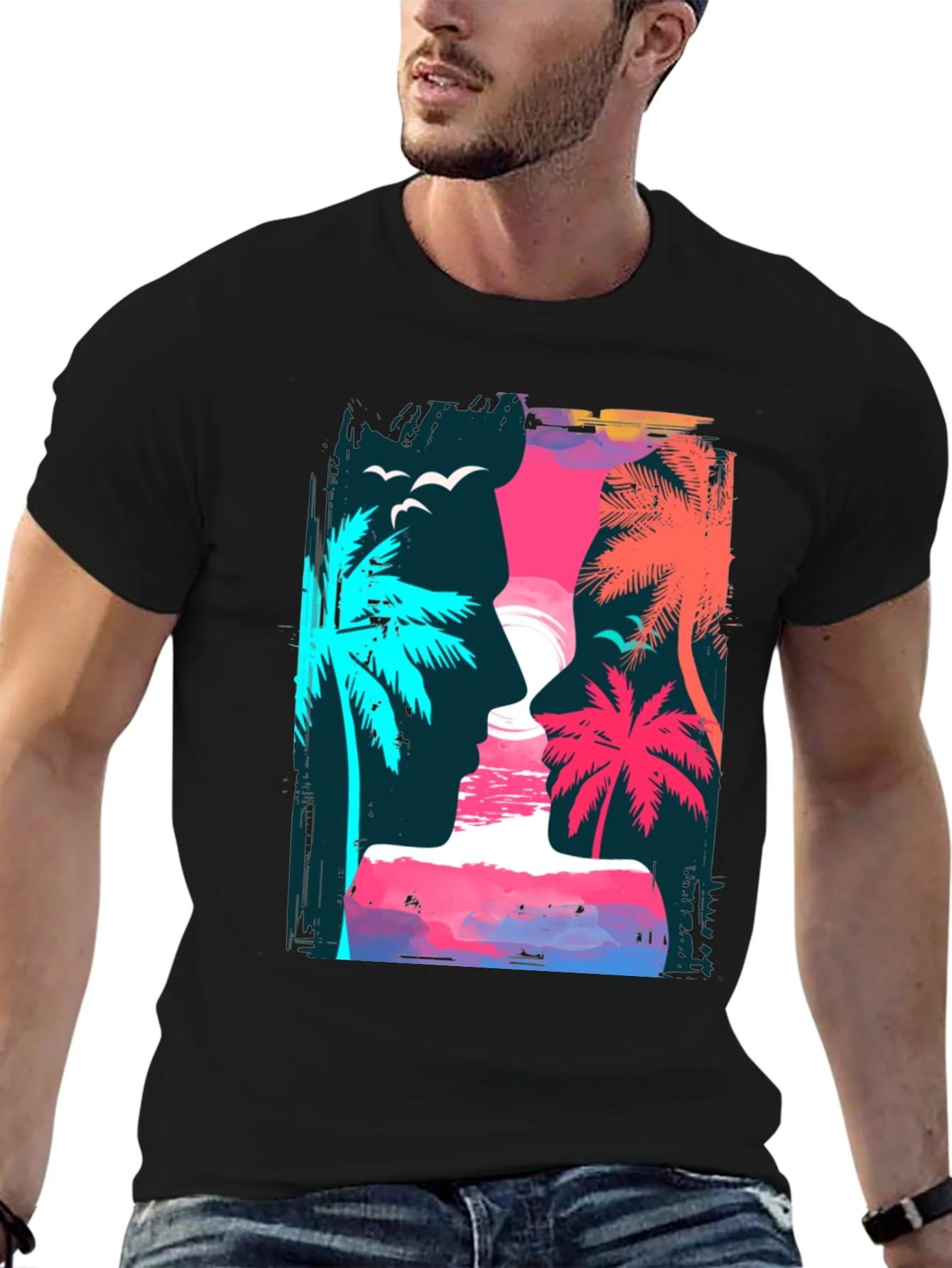 Tropical Sunset Graphic T-Shirt