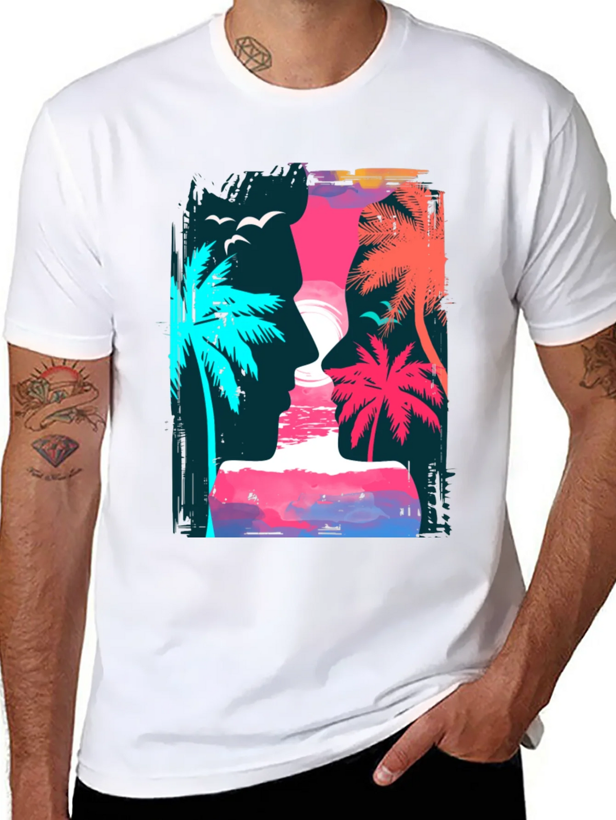 Tropical Sunset Graphic T-Shirt