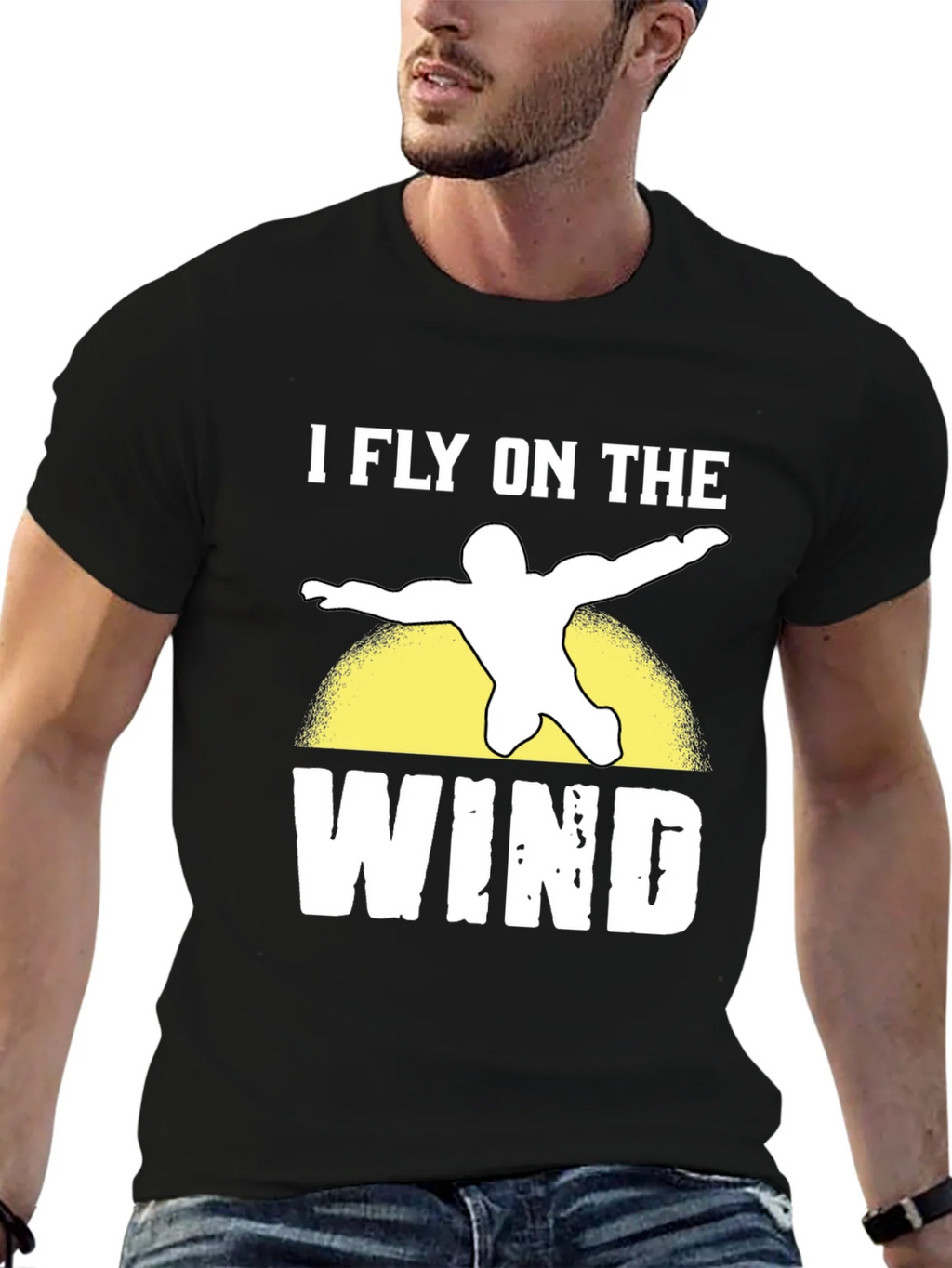 I Fly On The Wind Skydiving Black T-Shirt