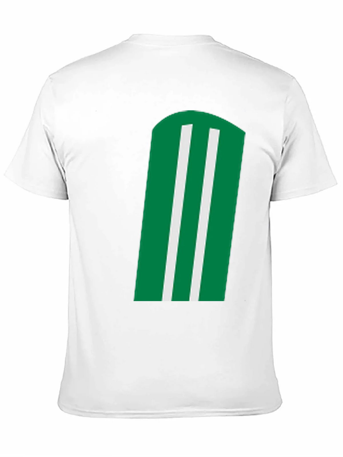 Green & White Striped Graphic Black T-Shirt