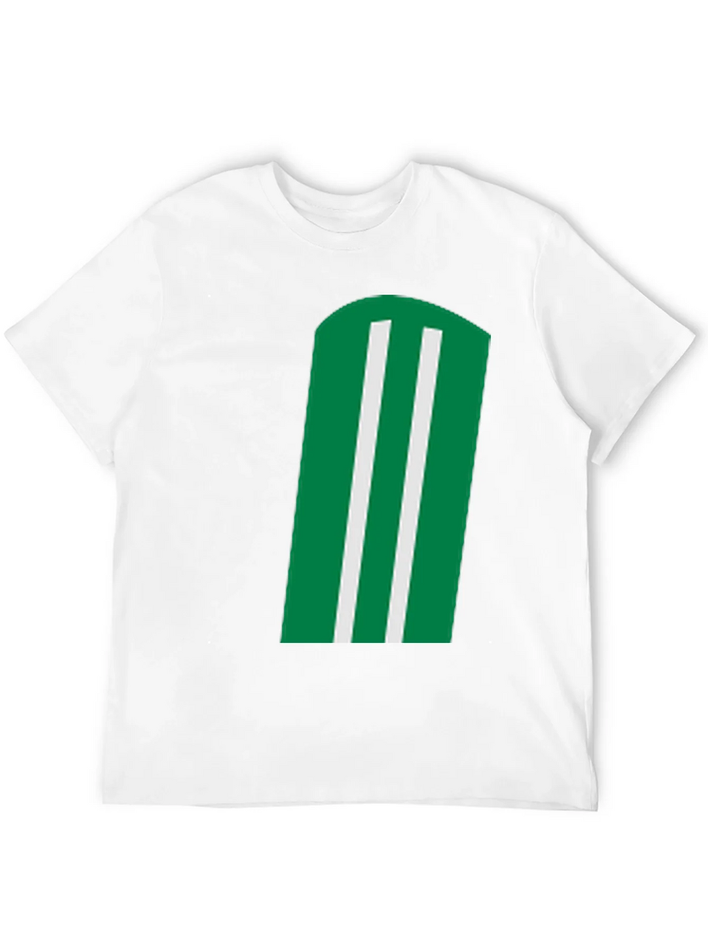 Green & White Striped Graphic Black T-Shirt