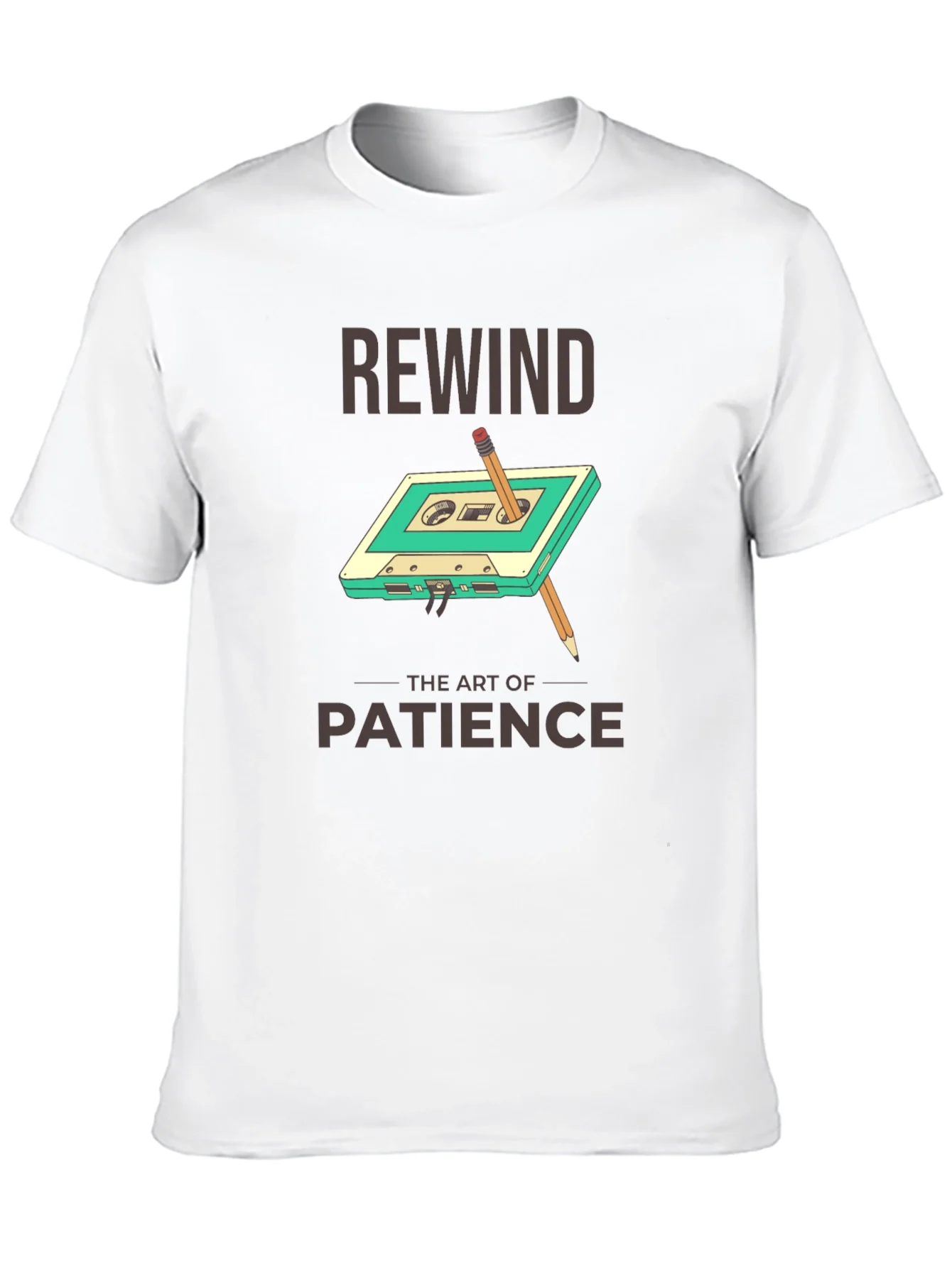 Rewind Patience Graphic Tee - Retro Cassette Design