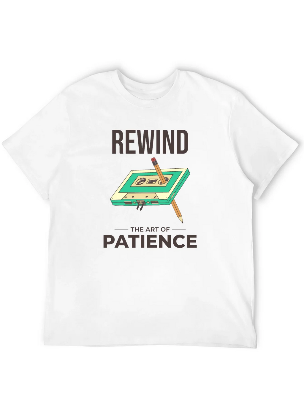 Rewind Patience Graphic Tee - Retro Cassette Design