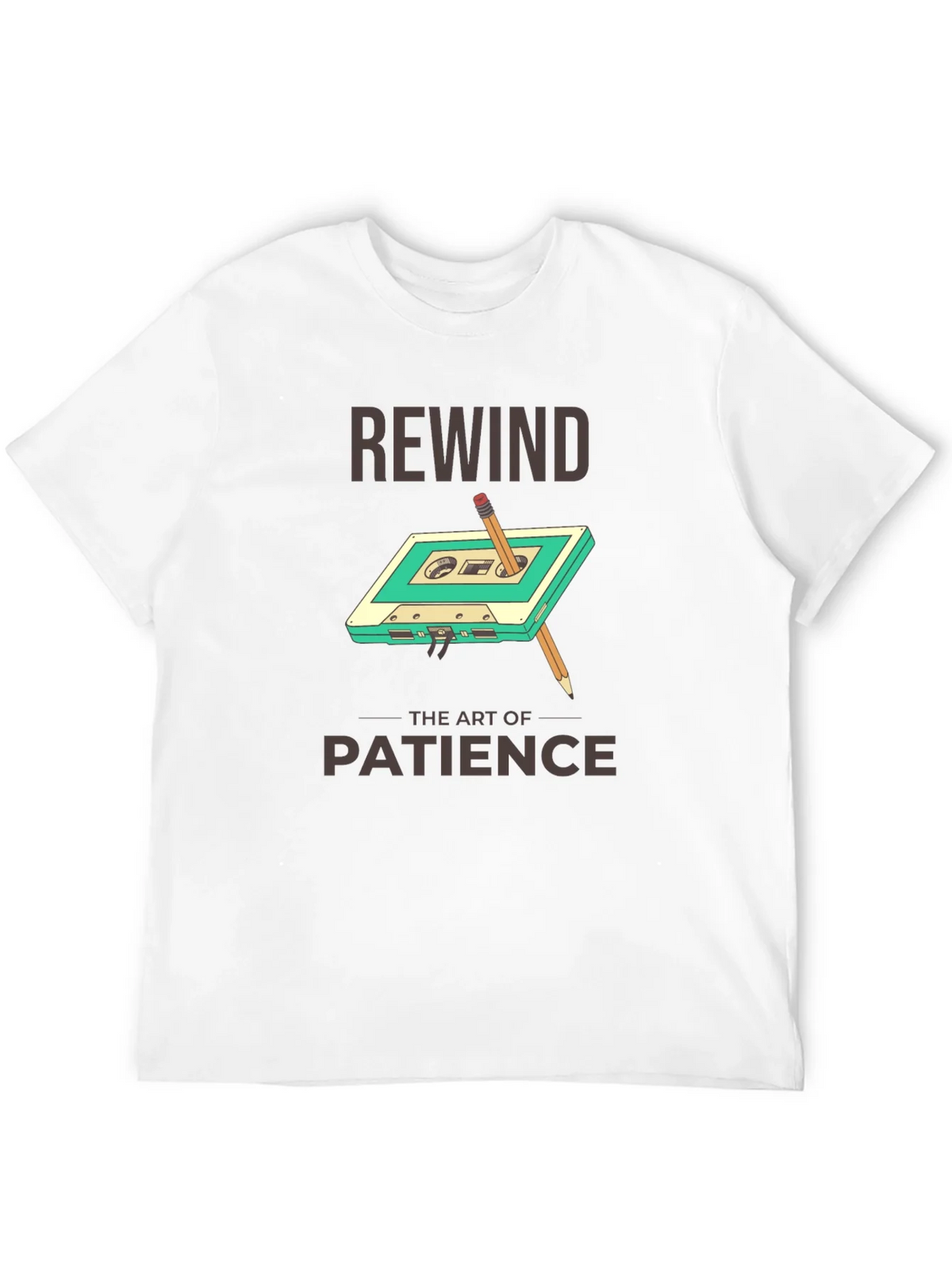 Rewind Patience Graphic Tee - Retro Cassette Design