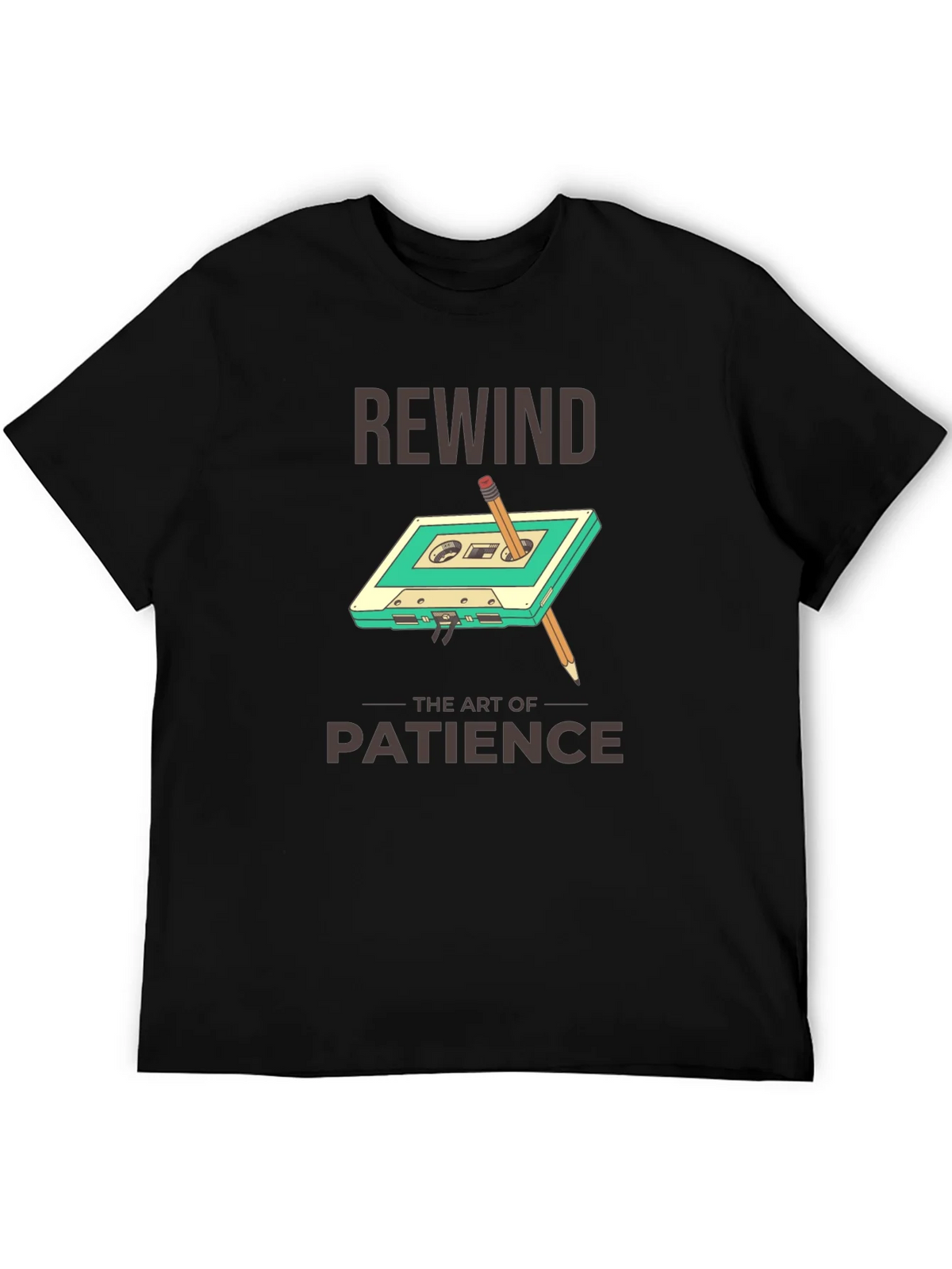 Rewind Patience Graphic Tee - Retro Cassette Design