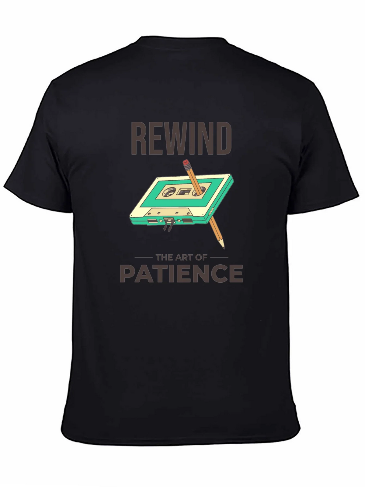 Rewind Patience Graphic Tee - Retro Cassette Design