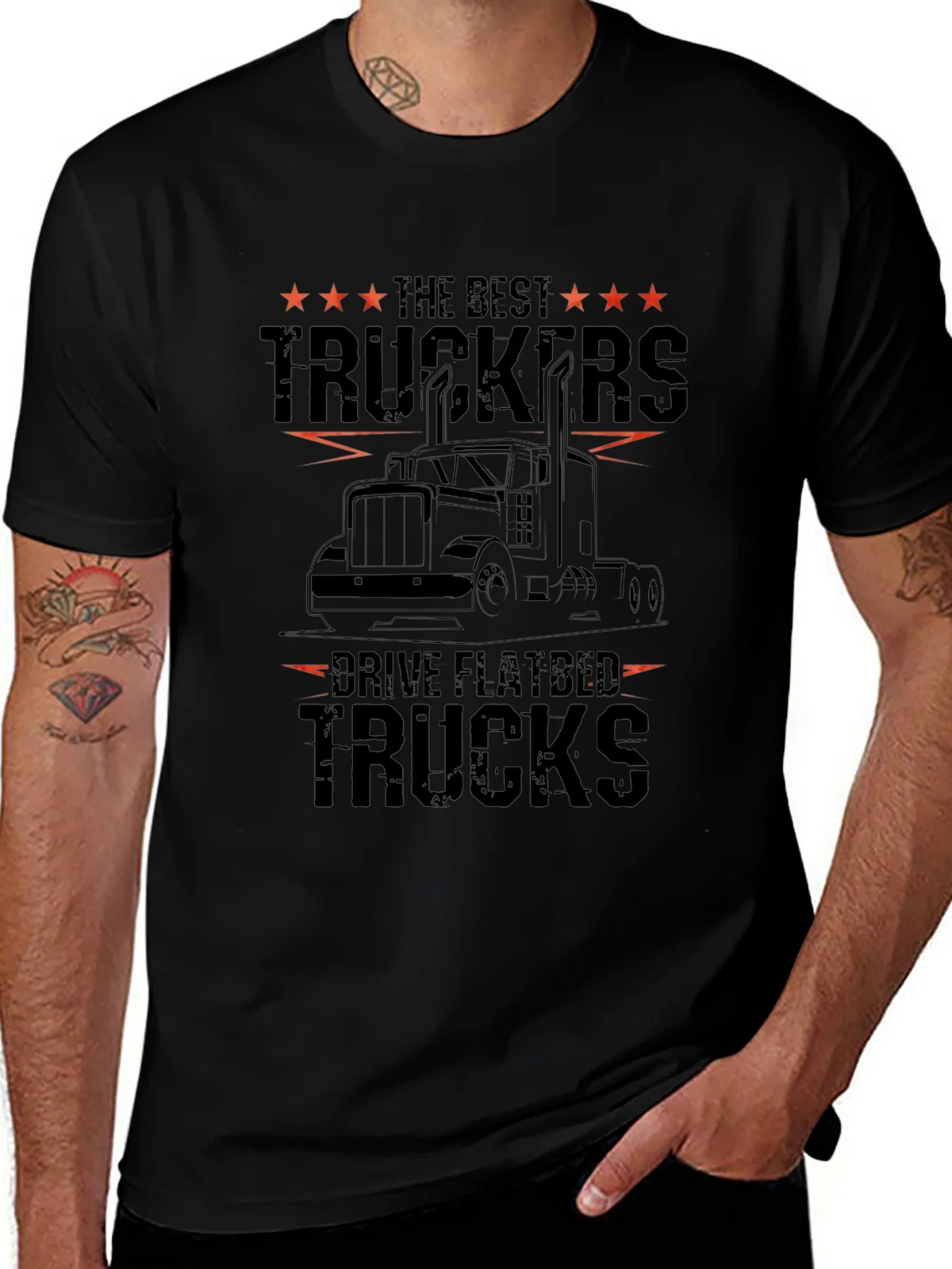 Best Truckers Drive Flatbed Trucks Graphic Tee