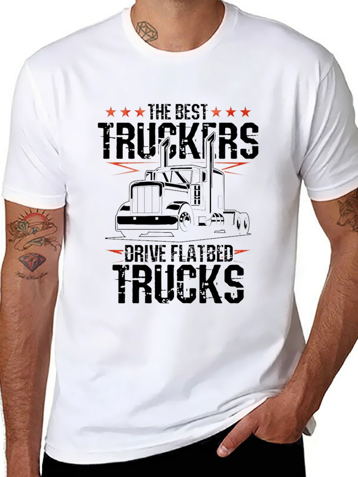 Best Truckers Drive Flatbed Trucks Graphic Tee
