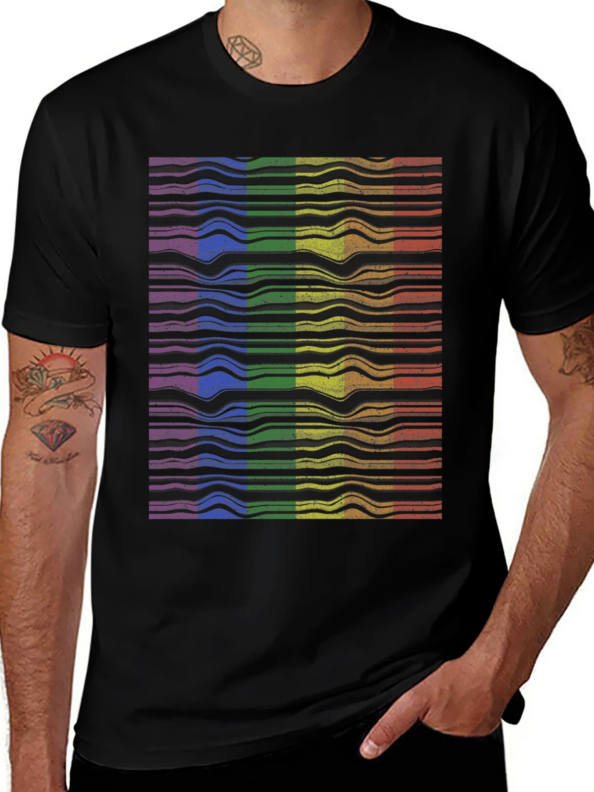 Rainbow Wave Graphic T-Shirt - Prideful Style