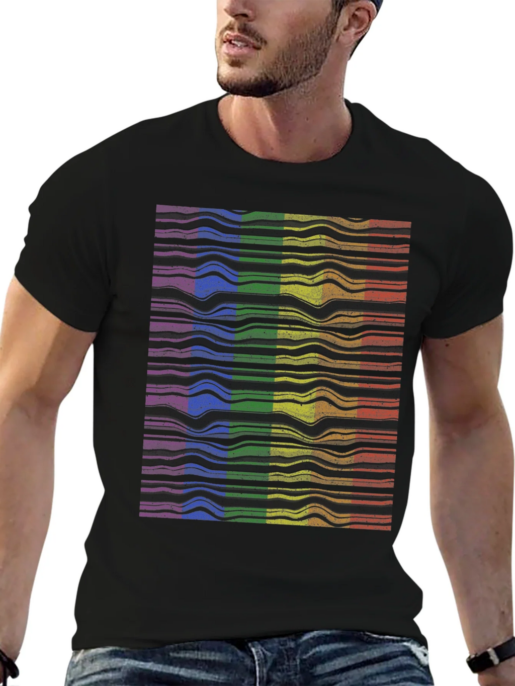 Rainbow Wave Graphic T-Shirt - Prideful Style