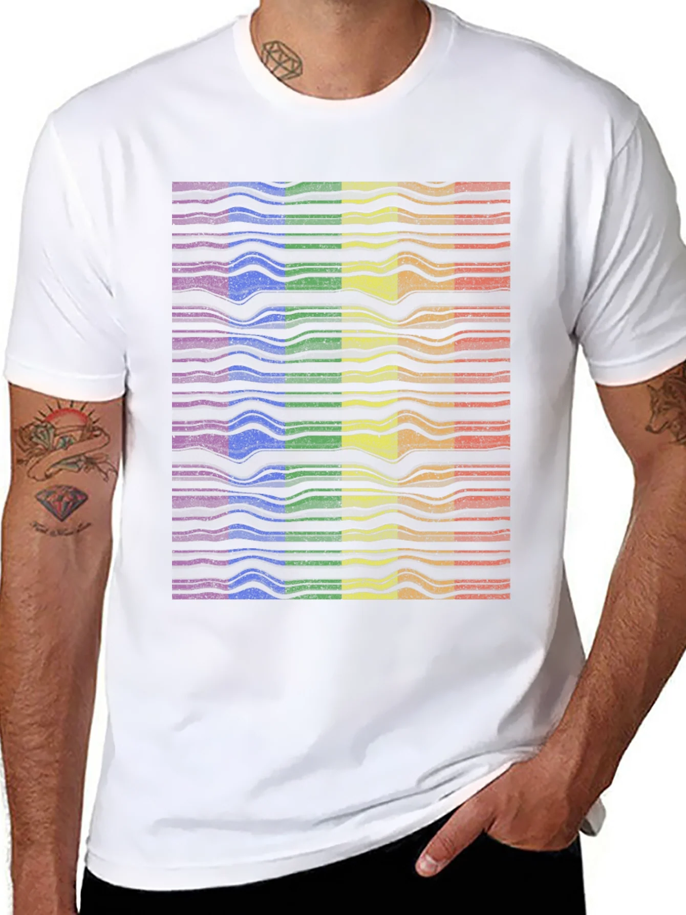 Rainbow Wave Graphic T-Shirt - Prideful Style