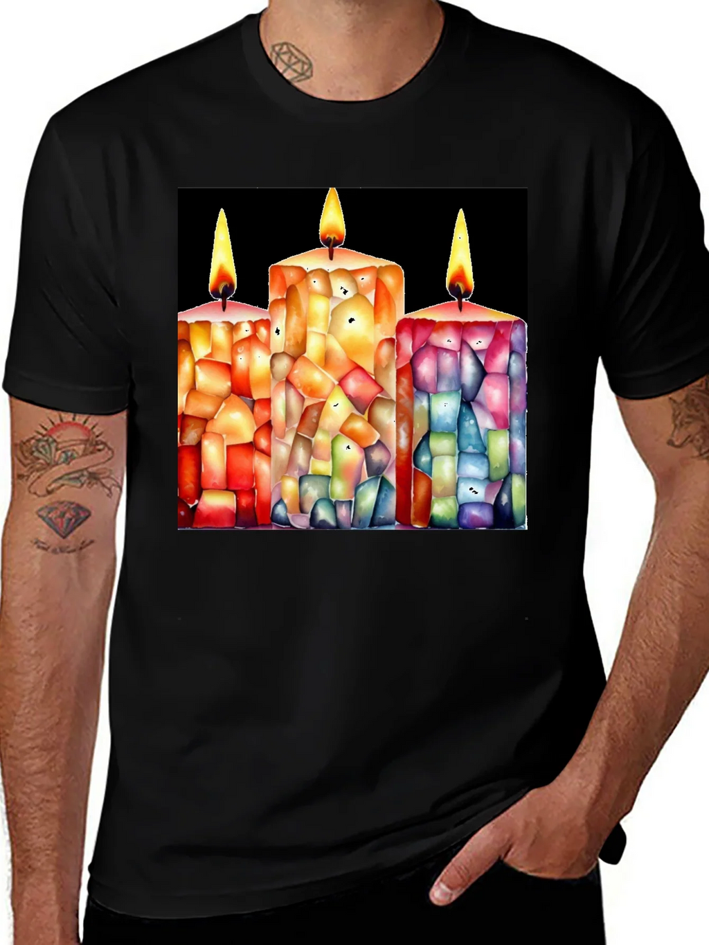 Candle Art Black T-Shirt