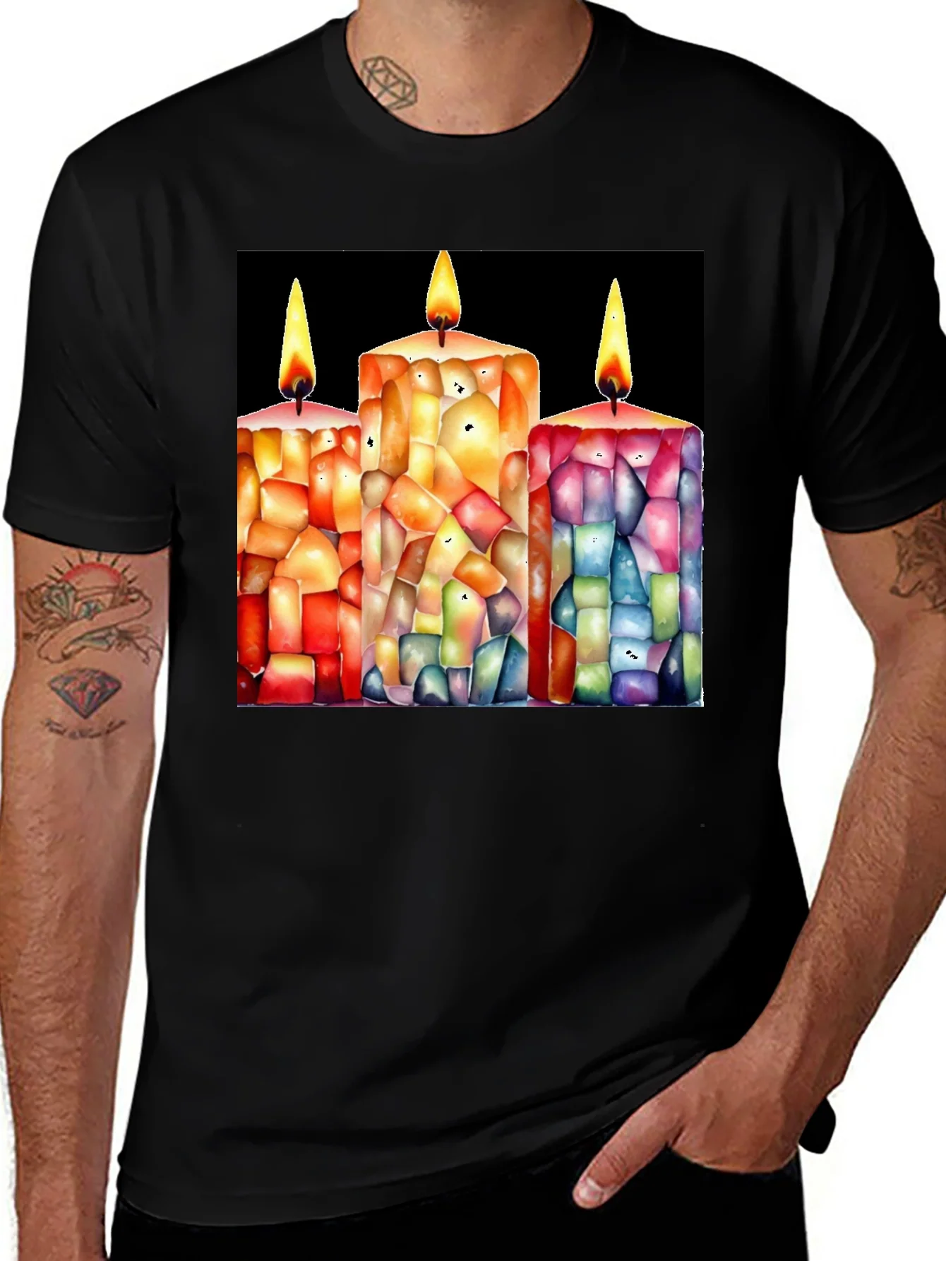 Candle Art Black T-Shirt