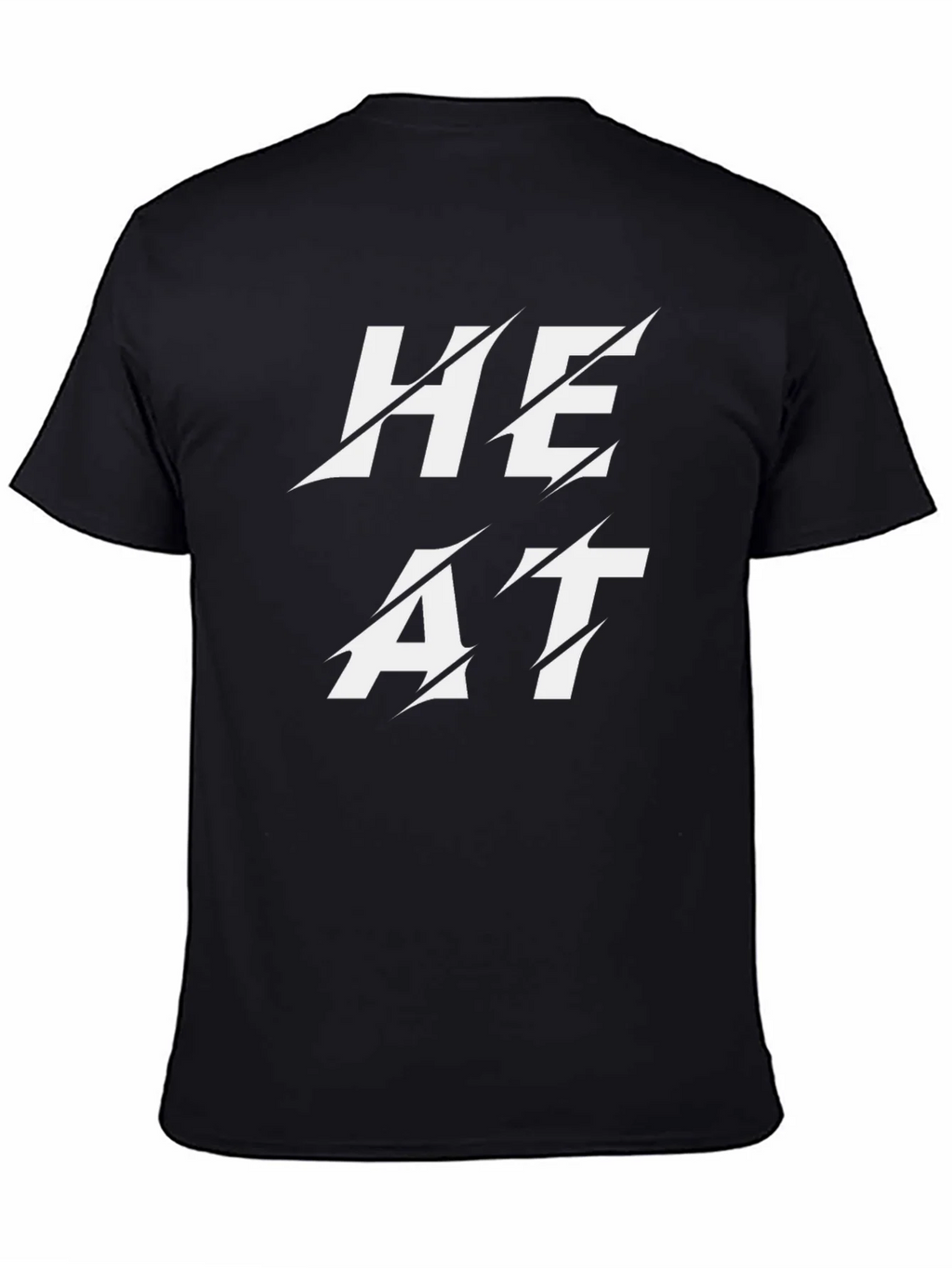 Heat Slashed Text Graphic Black T-Shirt
