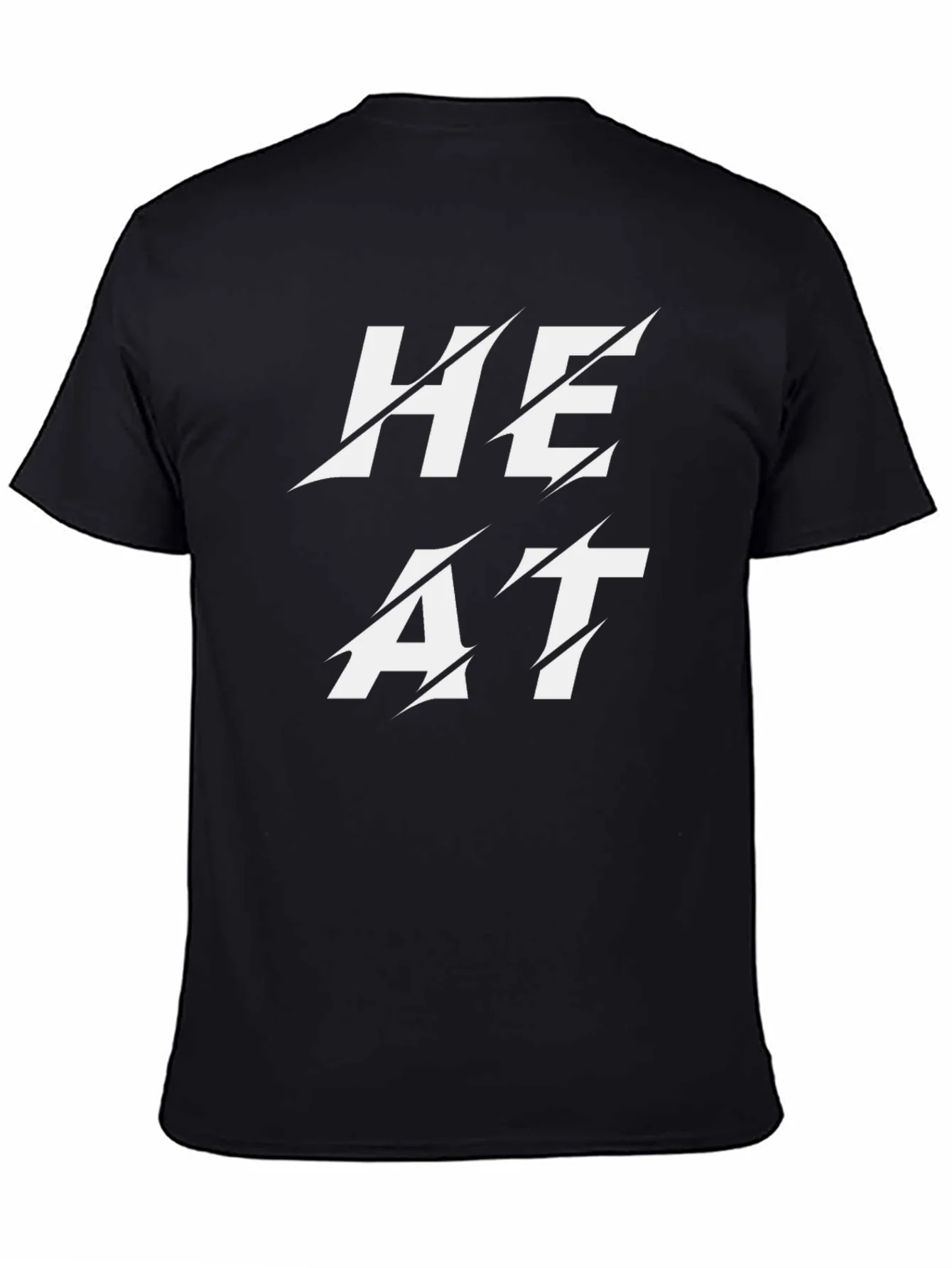 Heat Slashed Text Graphic Black T-Shirt