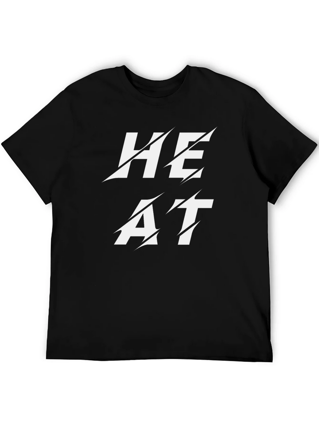 Heat Slashed Text Graphic Black T-Shirt