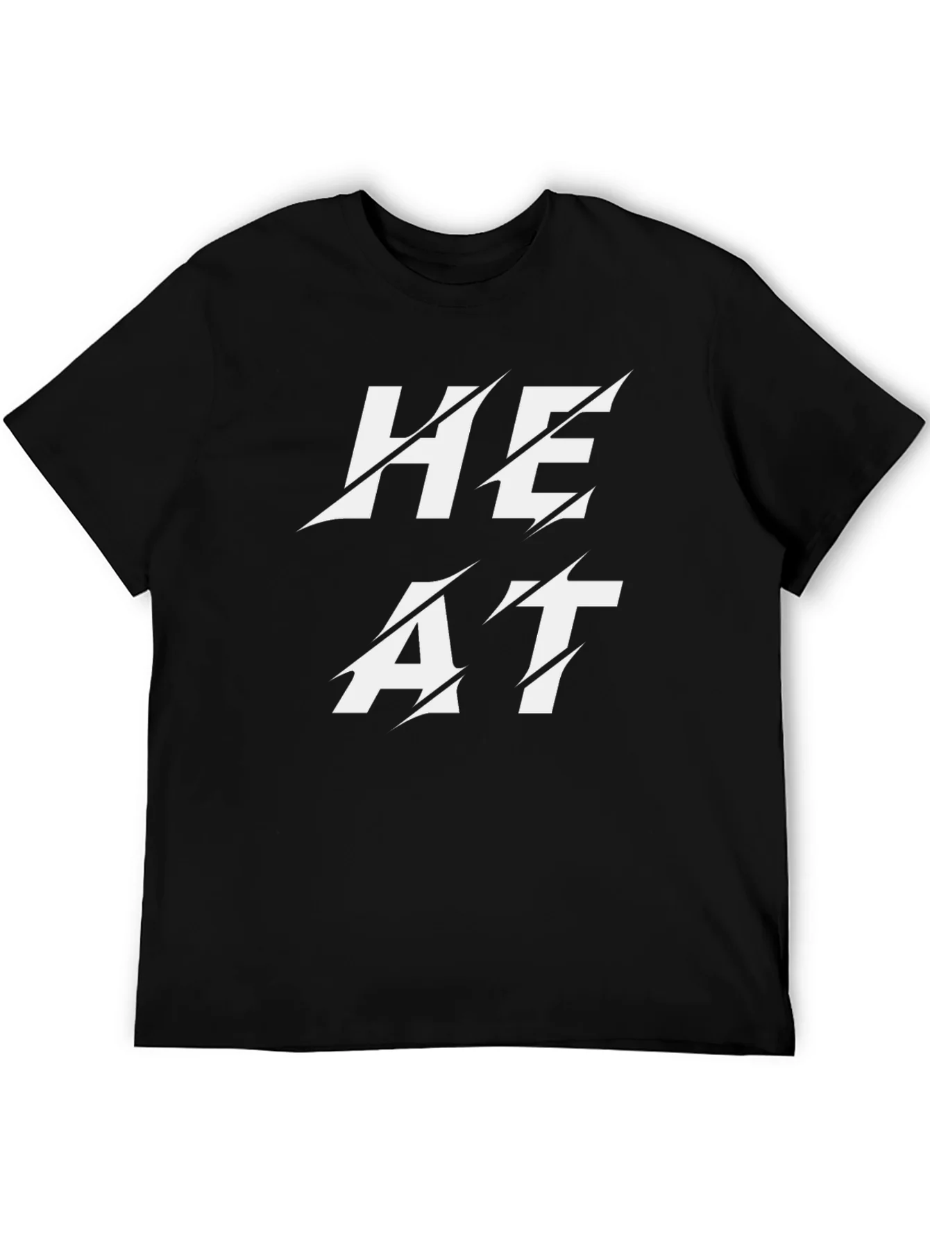 Heat Slashed Text Graphic Black T-Shirt