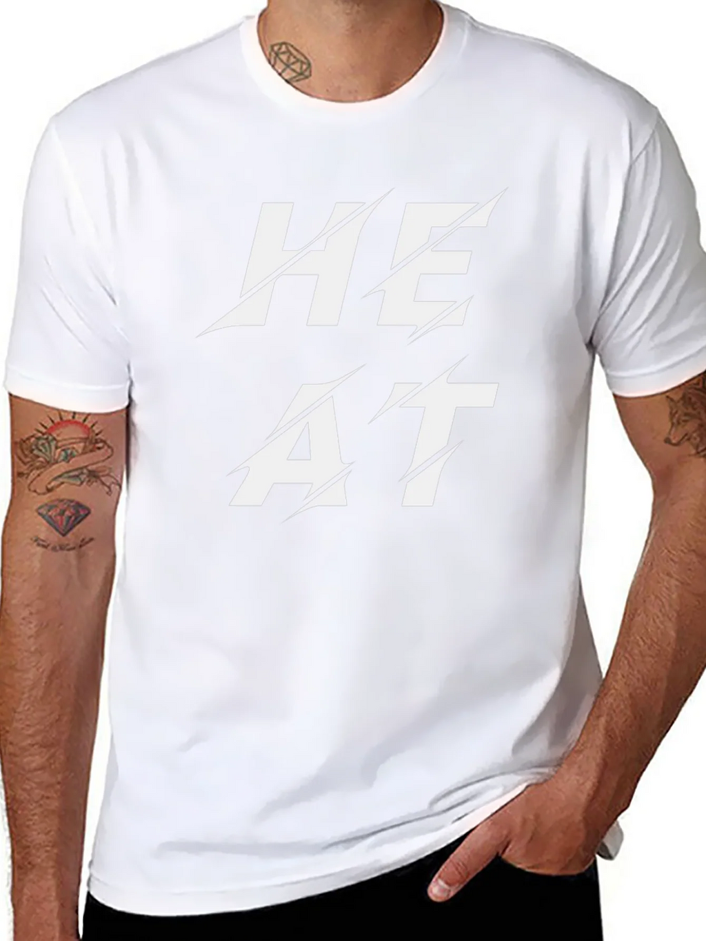 Heat Slashed Text Graphic Black T-Shirt