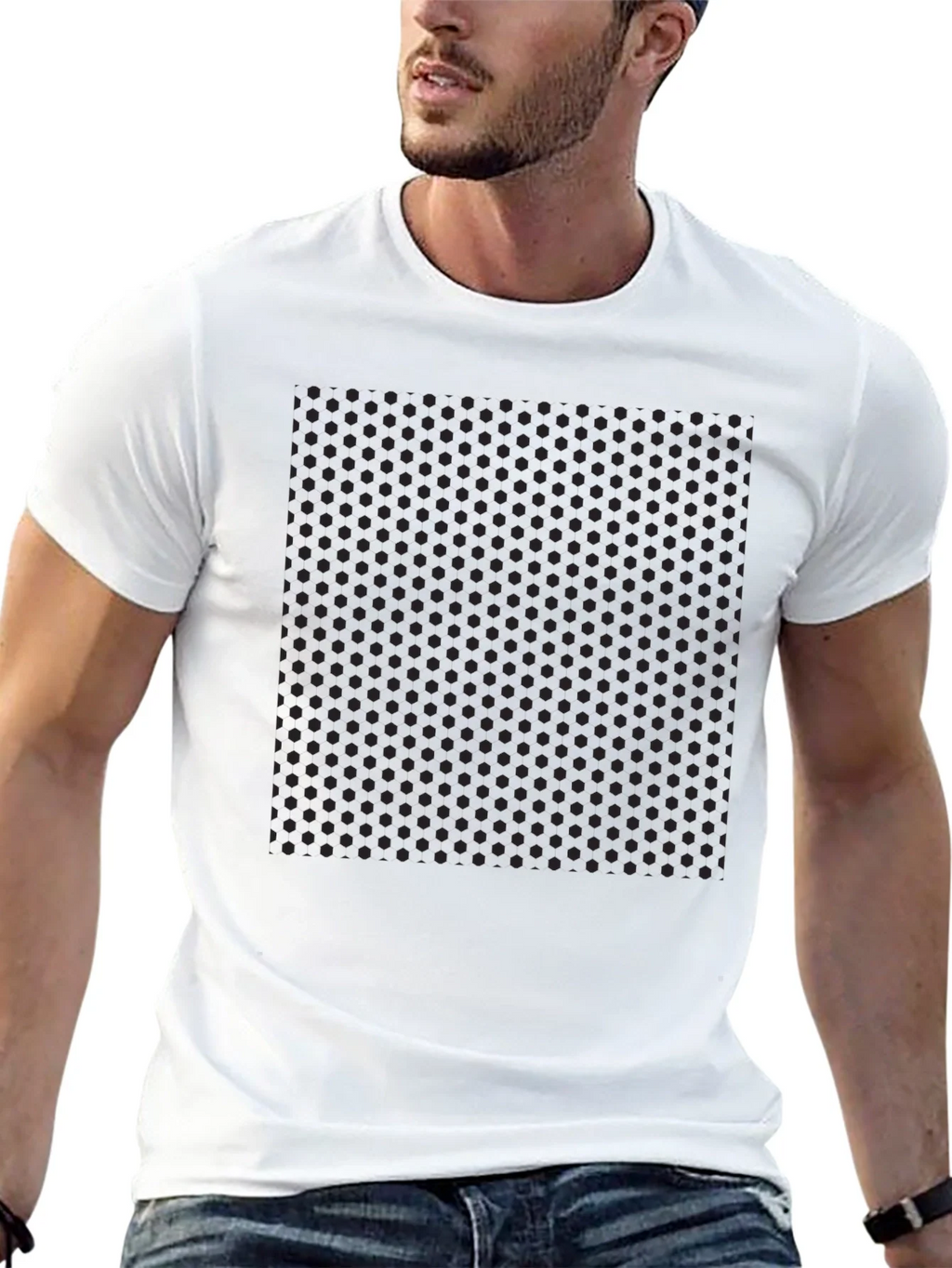 Mens Black Polka Dot Pattern T-Shirt