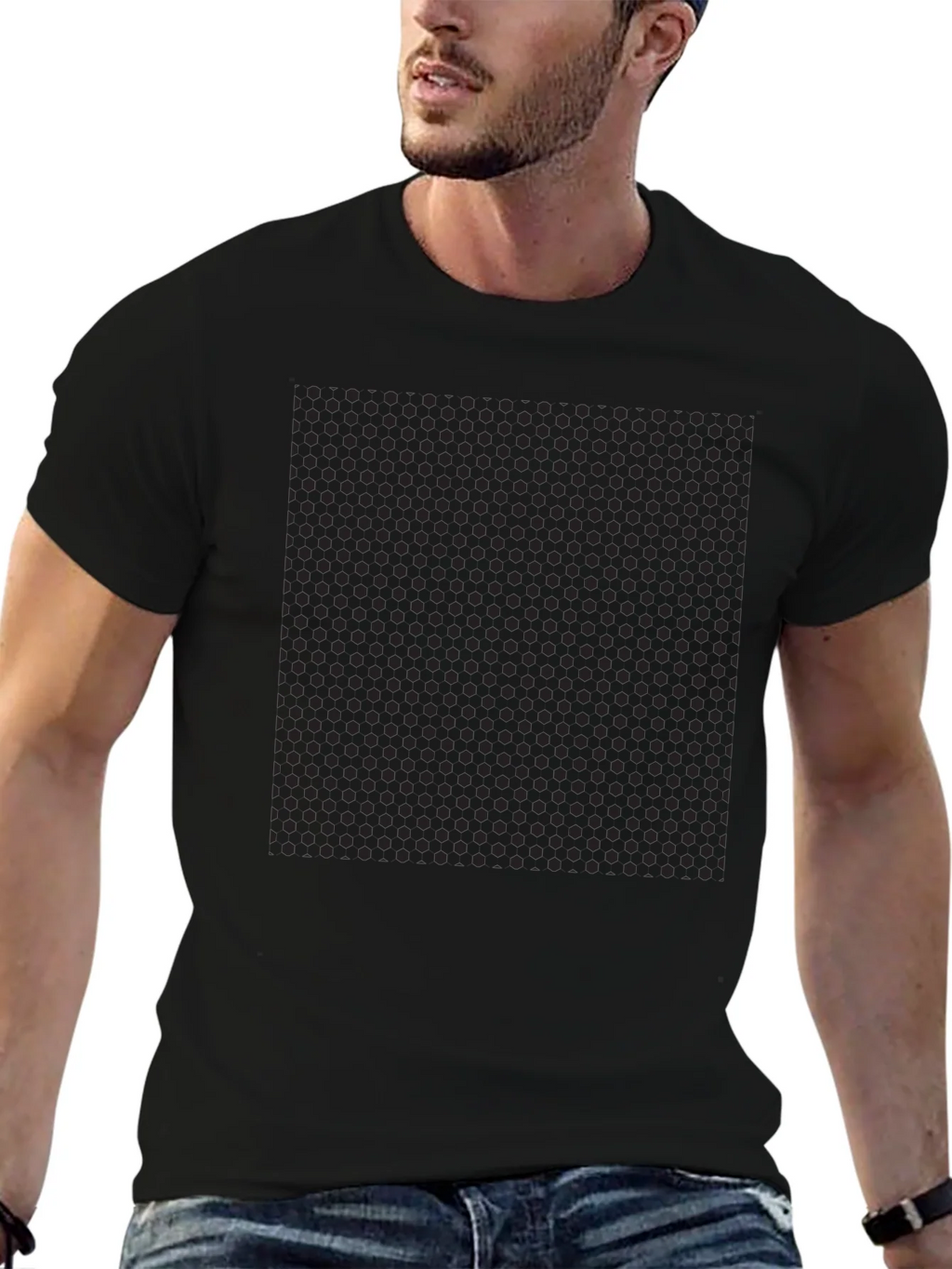 Mens Black Polka Dot Pattern T-Shirt