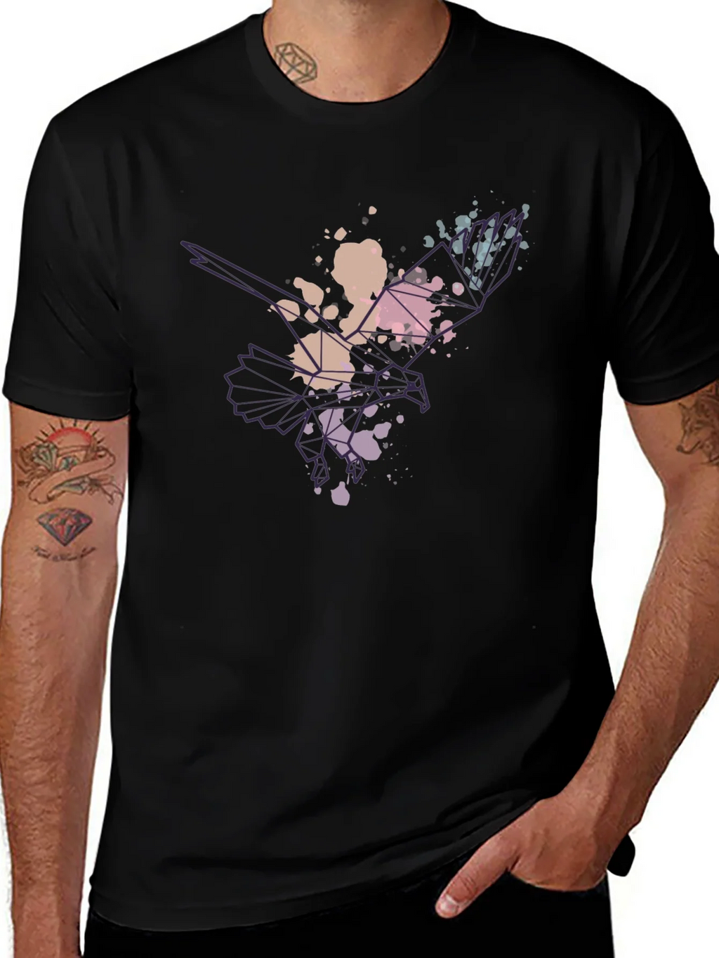 Abstract Eagle Mens Black T-Shirt