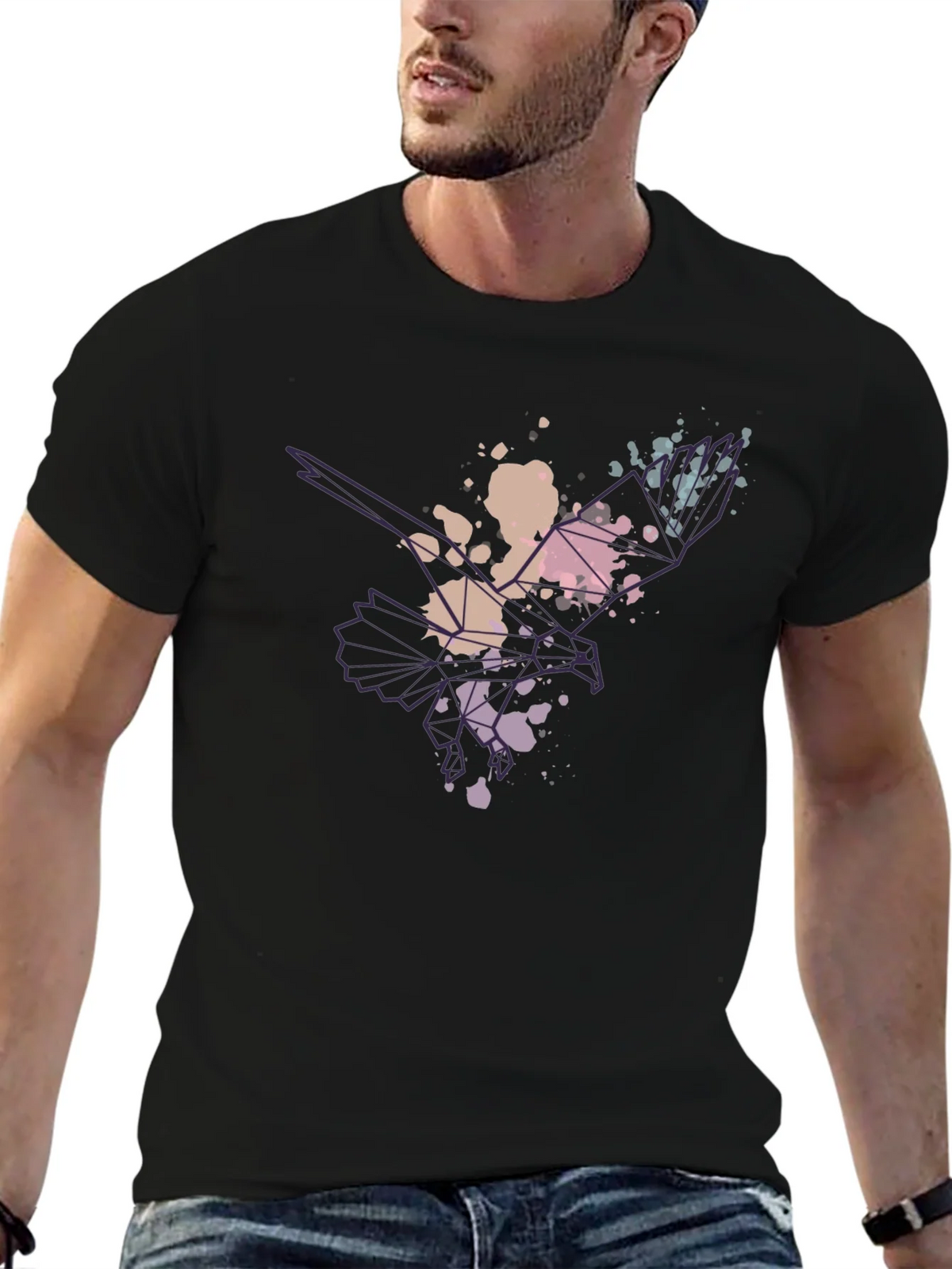 Abstract Eagle Mens Black T-Shirt