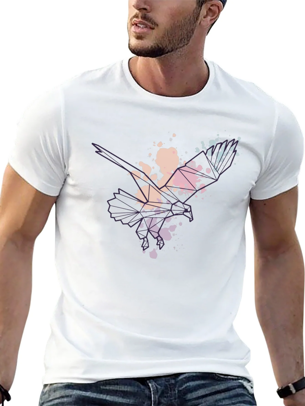 Abstract Eagle Mens Black T-Shirt