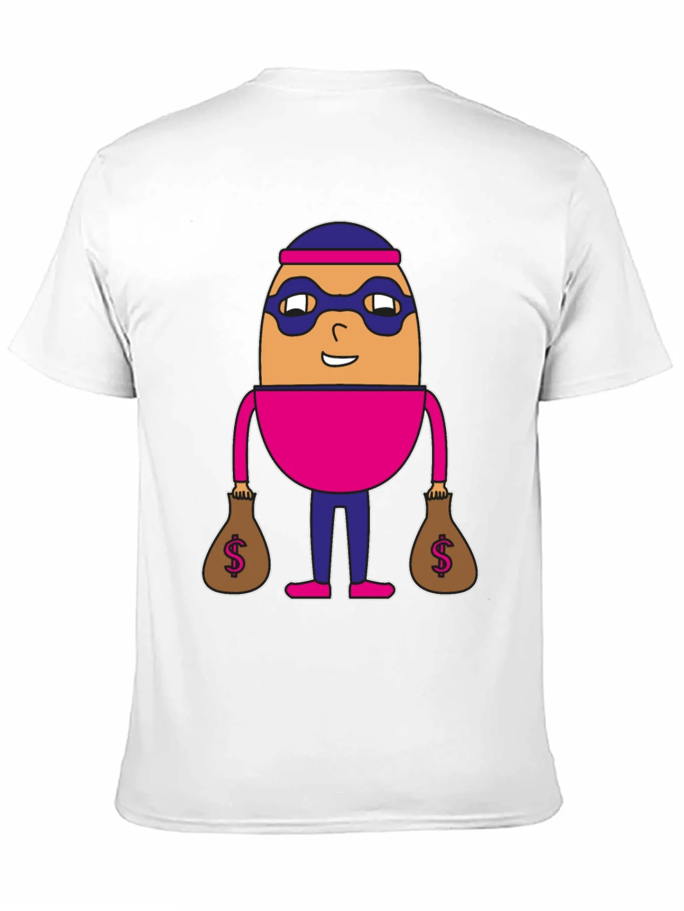 Funny Cartoon Burglar Black T-Shirt