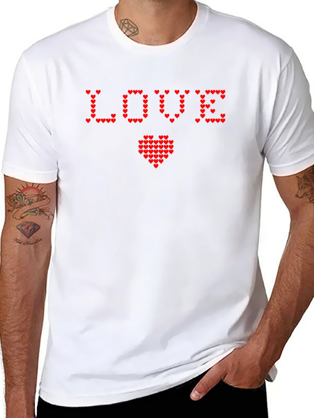 Heart Pixel Love Graphic Tee - Soft Cotton Blend