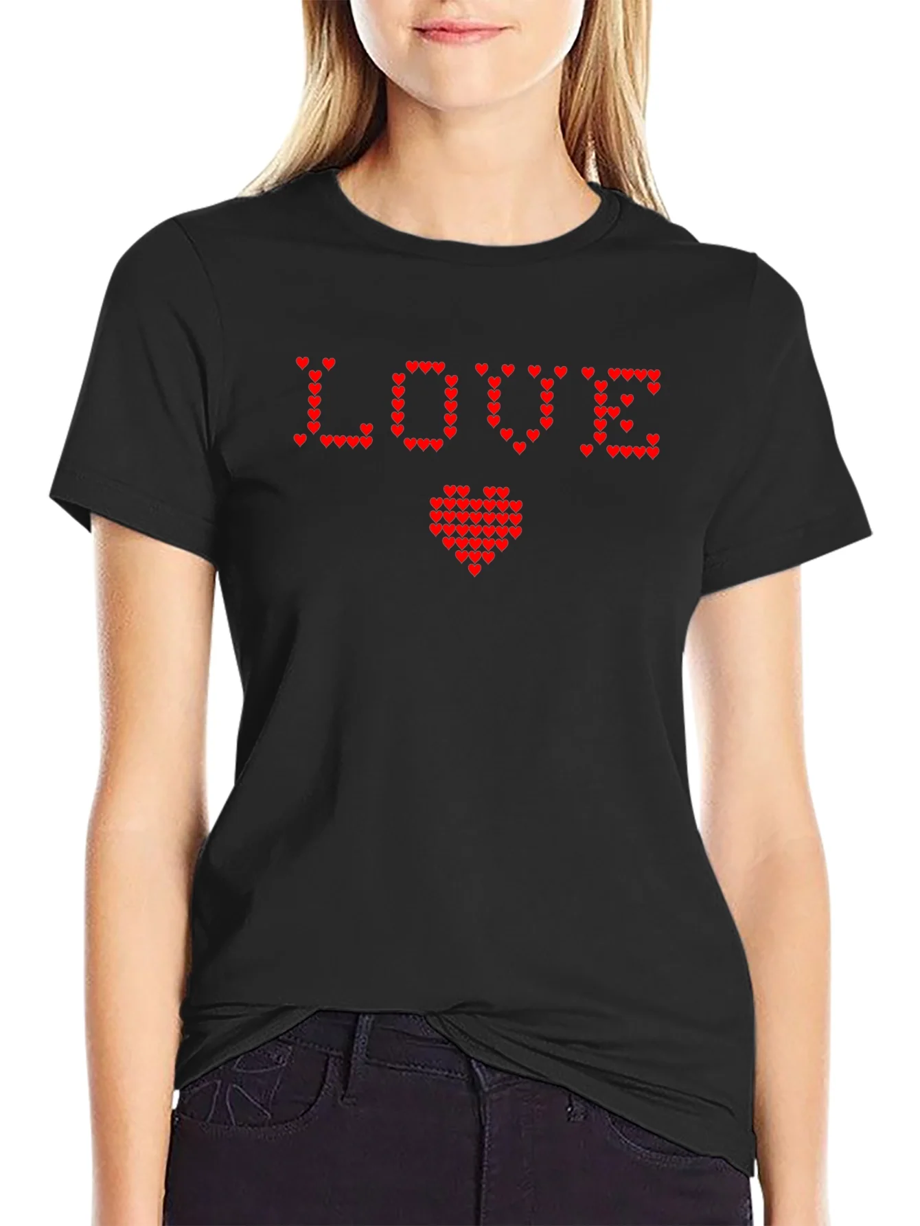 Heart Pixel Love Graphic Tee - Soft Cotton Blend